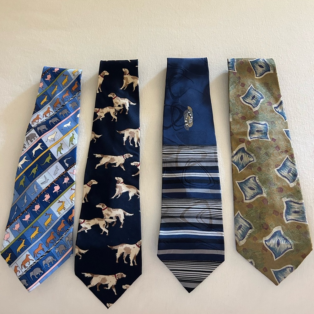 HUGE BUNDLE SALE! MINT (4) VINTAGE DESIGNER 100% SILK TIES NICK HILTON/PALATINE